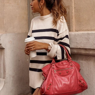 Gerda | Pull avec col rond et rayures