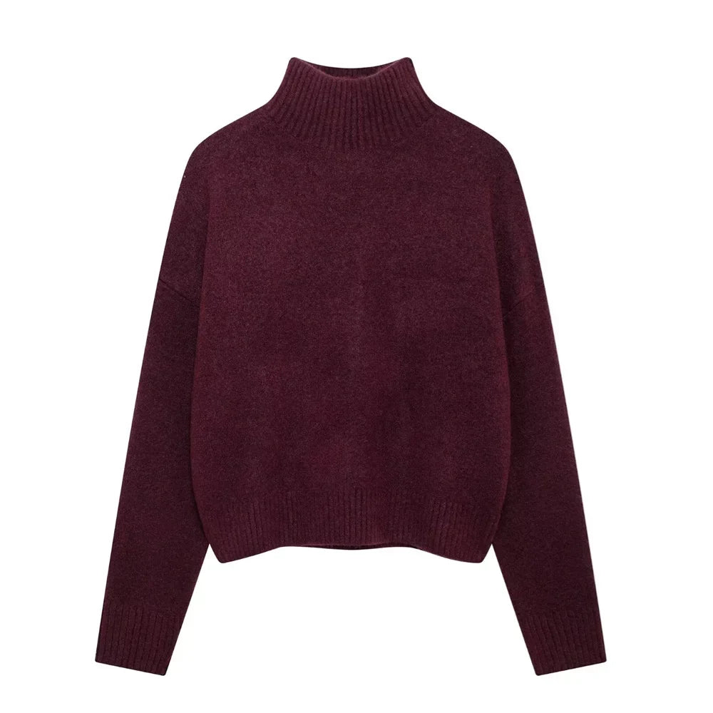 Vivian | Pull bordeaux avec col montant