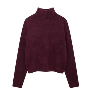 Vivian | Pull bordeaux avec col montant