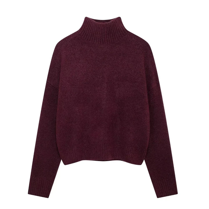 Vivian | Pull bordeaux avec col montant