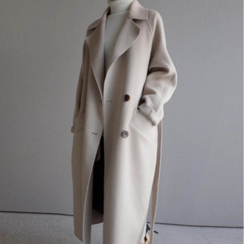 Jauceline | Manteau long en laine d'hiver avec ceinture