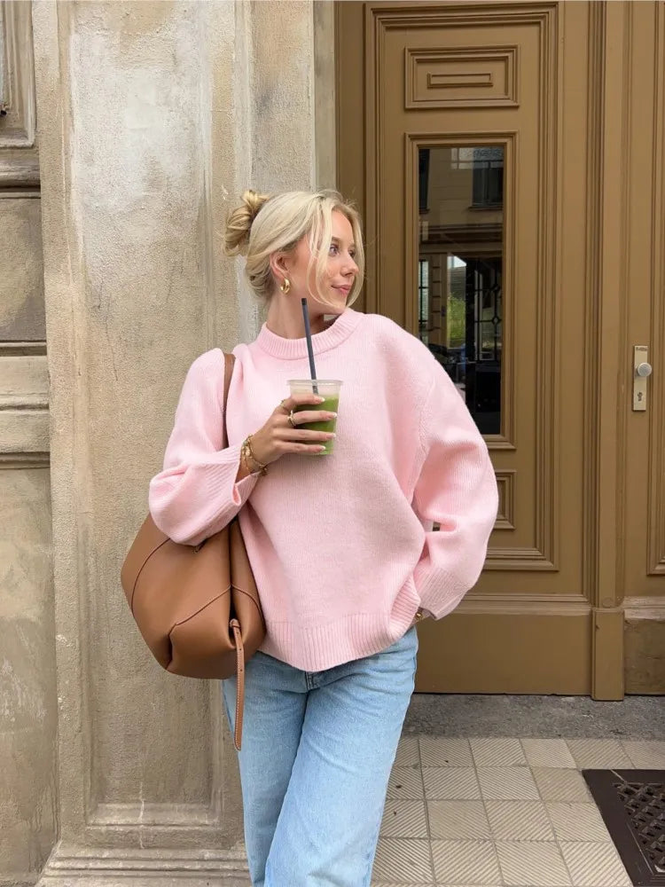 Rosalinda | Douce pull en tricot rose