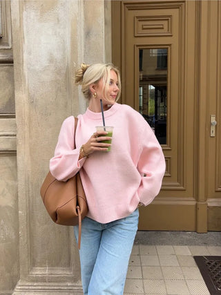 Rosalinda | Douce pull en tricot rose