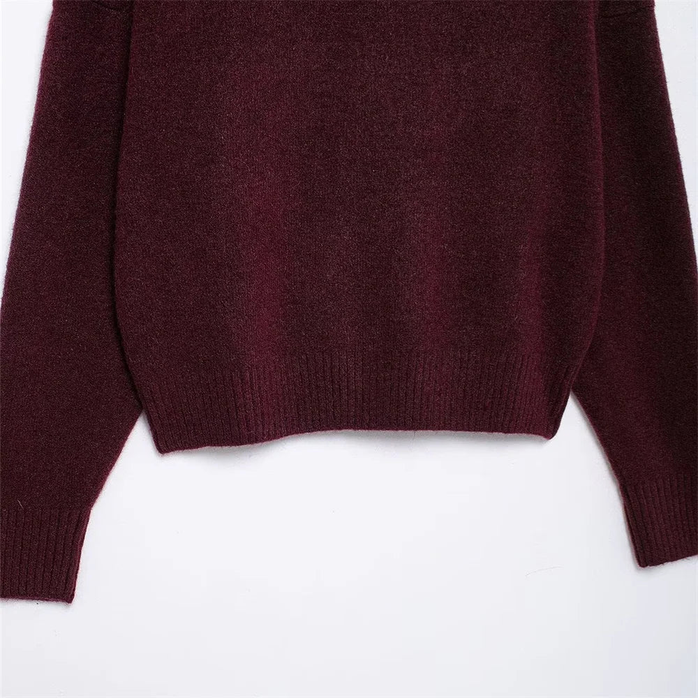Vivian | Pull bordeaux avec col montant