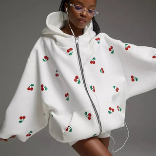 Cornelia | Veste blanche avec motif cerise