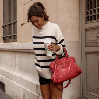 Gerda | Pull avec col rond et rayures