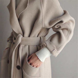 Jauceline | Manteau long en laine d'hiver avec ceinture