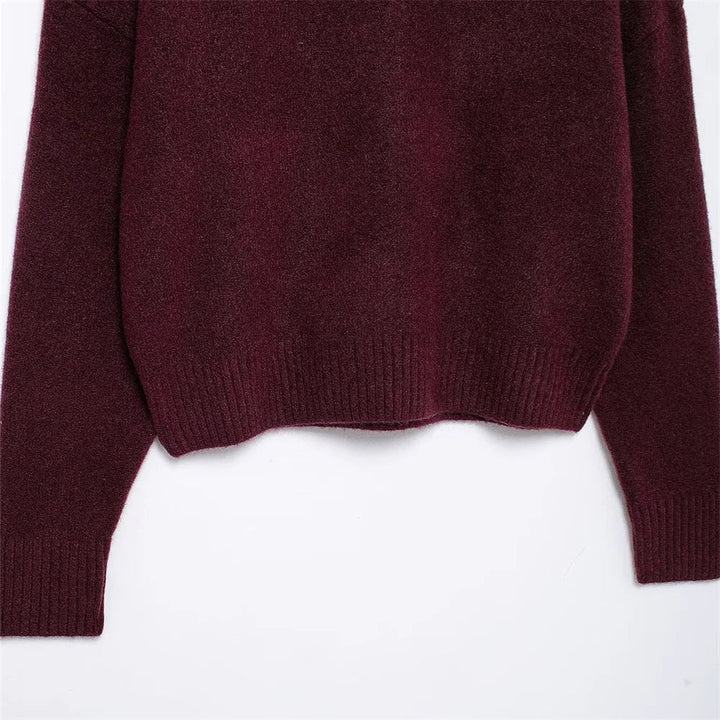 Vivian | Pull bordeaux avec col montant