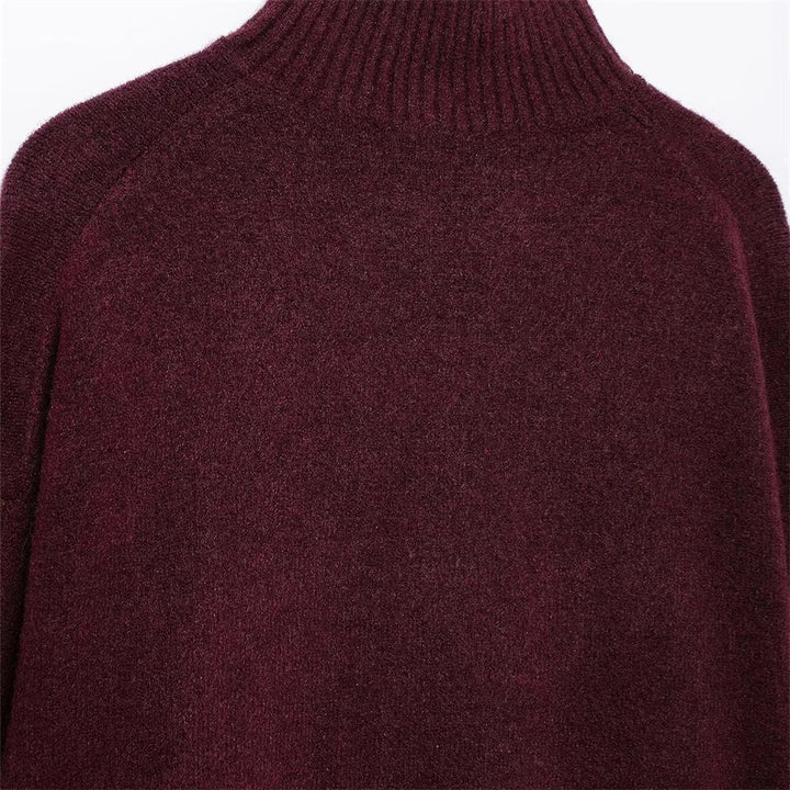 Vivian | Pull bordeaux avec col montant