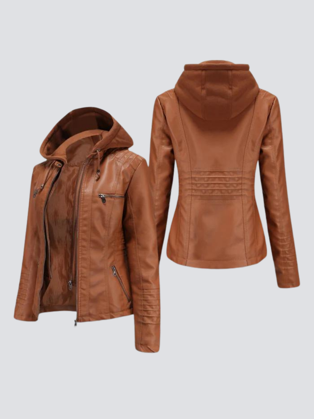 Coleen | Veste en cuir vegan avec capuche