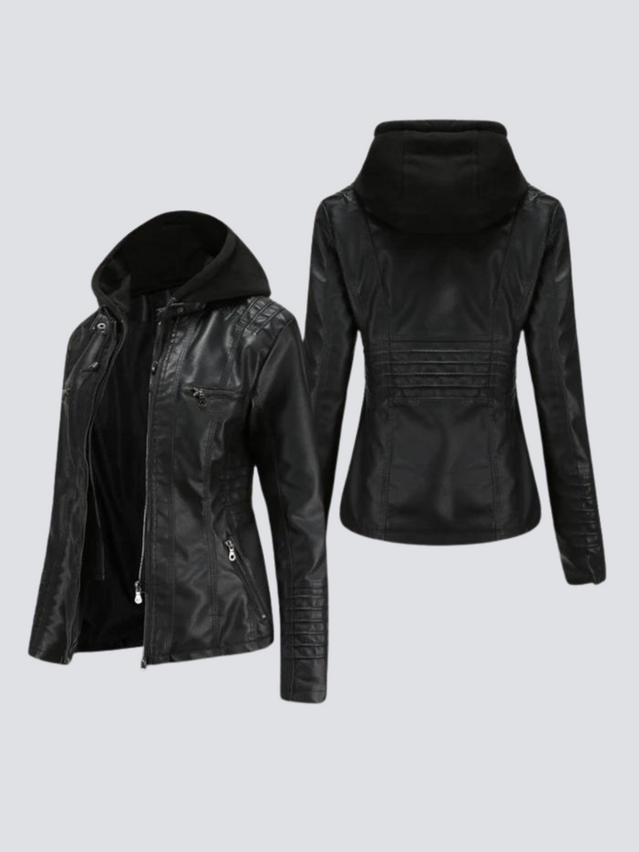 Coleen | Veste en cuir vegan avec capuche