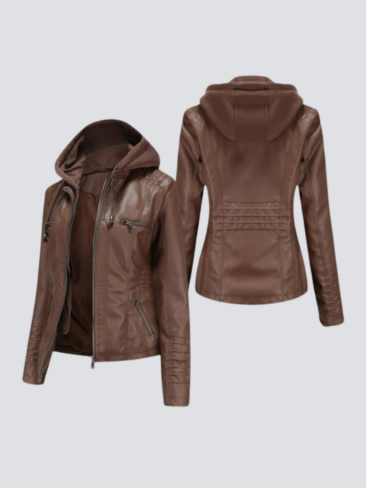 Coleen | Veste en cuir vegan avec capuche