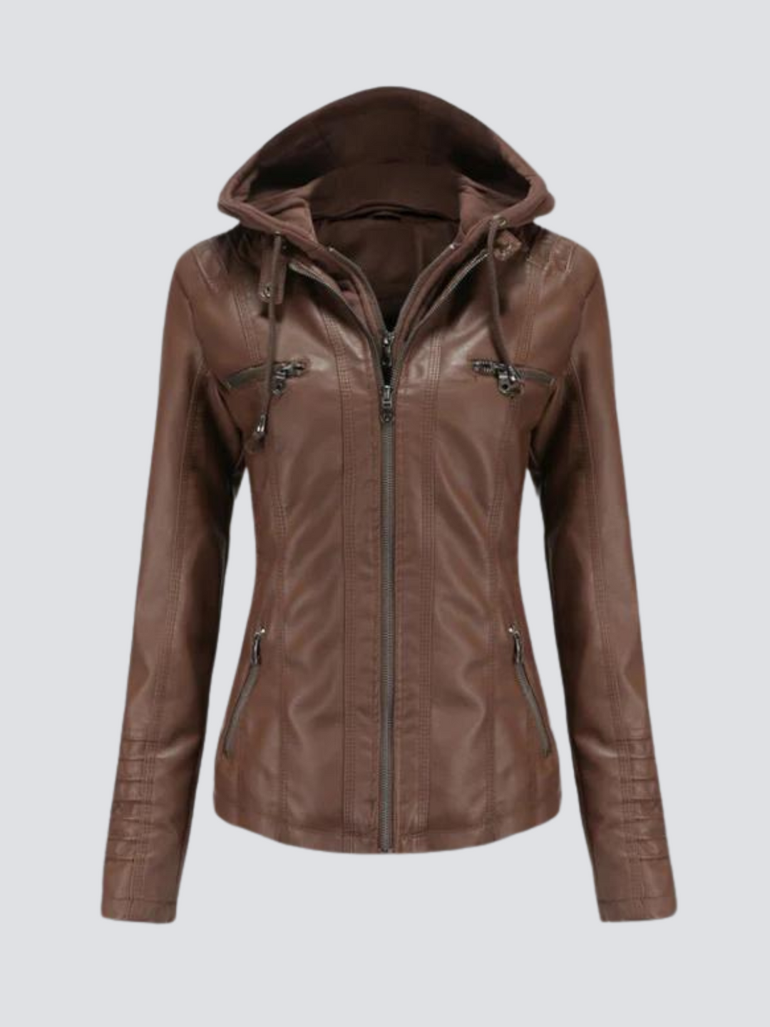 Coleen | Veste en cuir vegan avec capuche