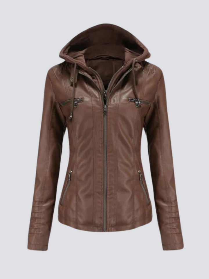 Coleen | Veste en cuir vegan avec capuche