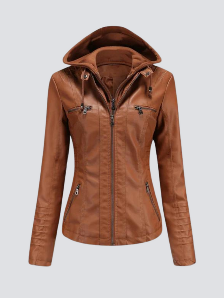 Coleen | Veste en cuir vegan avec capuche