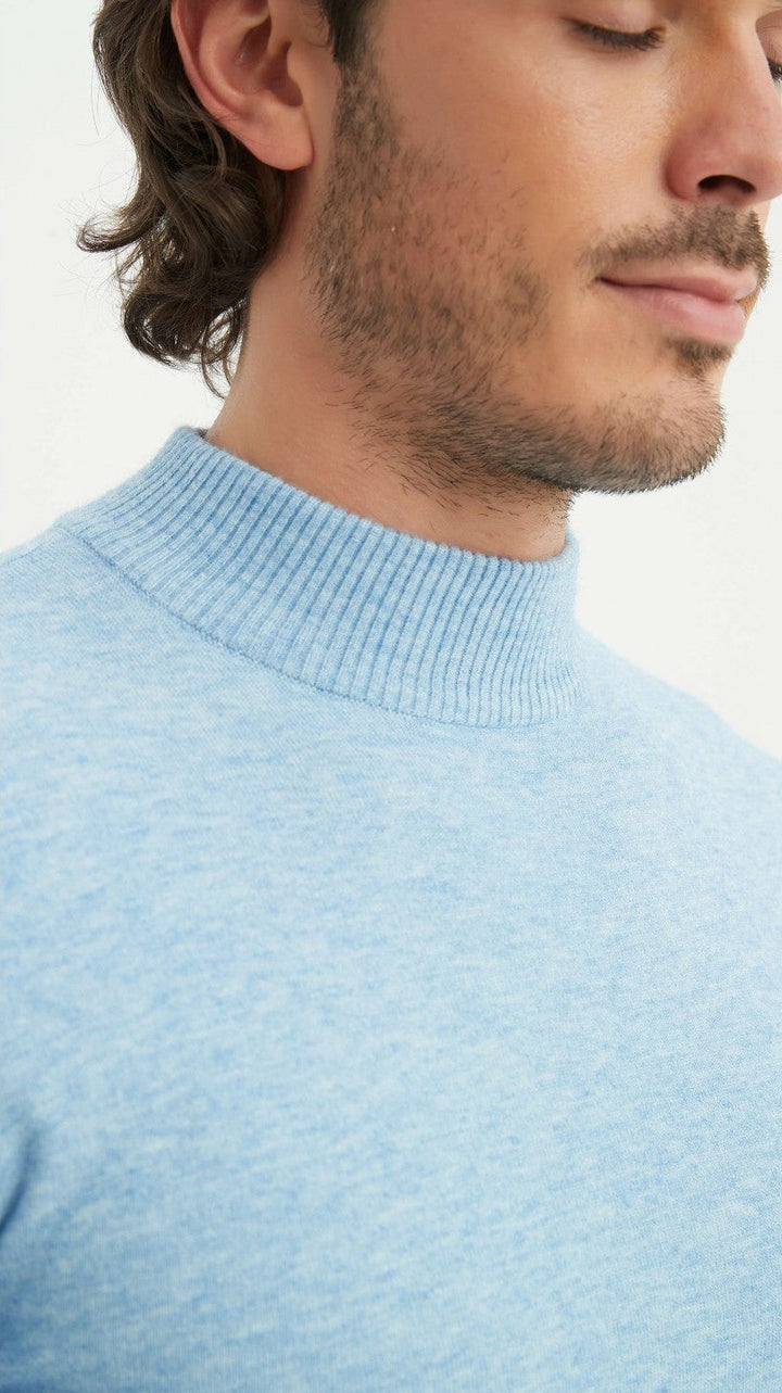 Vincent | Pull à col montant bleu clair