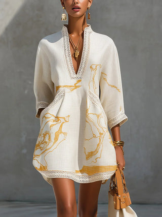 Donatella | Robe Mini Noire Marbrée Dorée