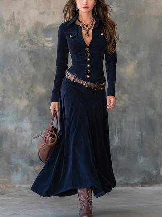 Camilla | Robe Maxi à Manches Longues et Décolleté en V