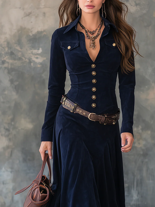 Camilla | Robe Maxi à Manches Longues et Décolleté en V