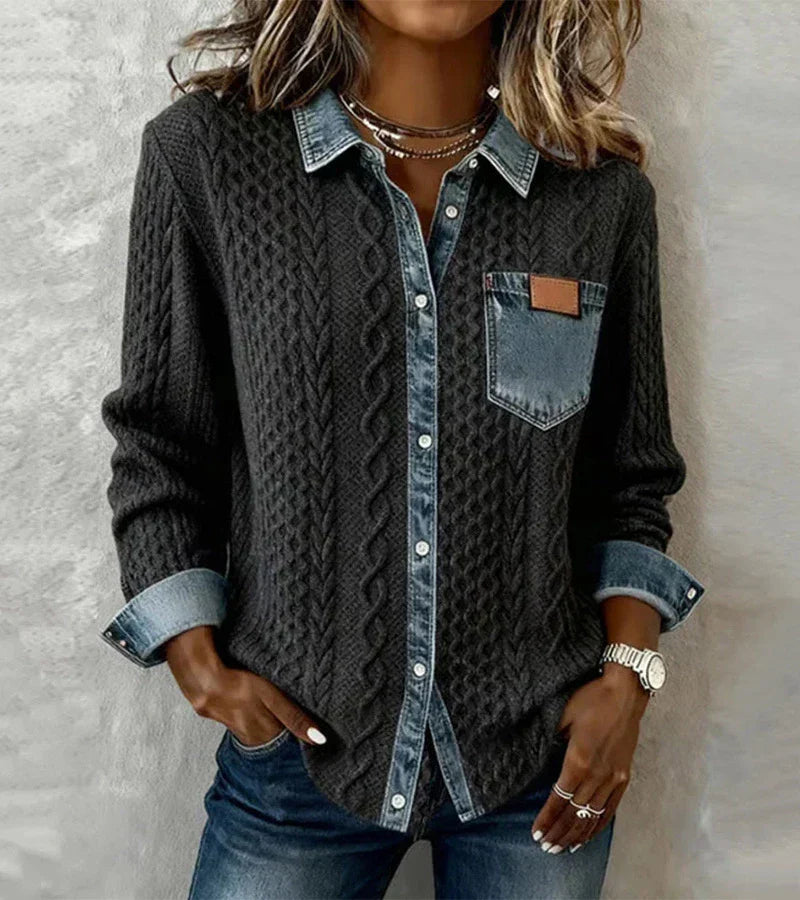 Riza | Veste en tricot à boutons avec motif en relief