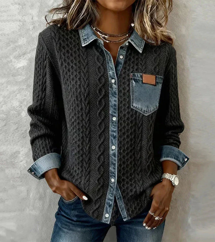 Riza | Veste en tricot à boutons avec motif en relief
