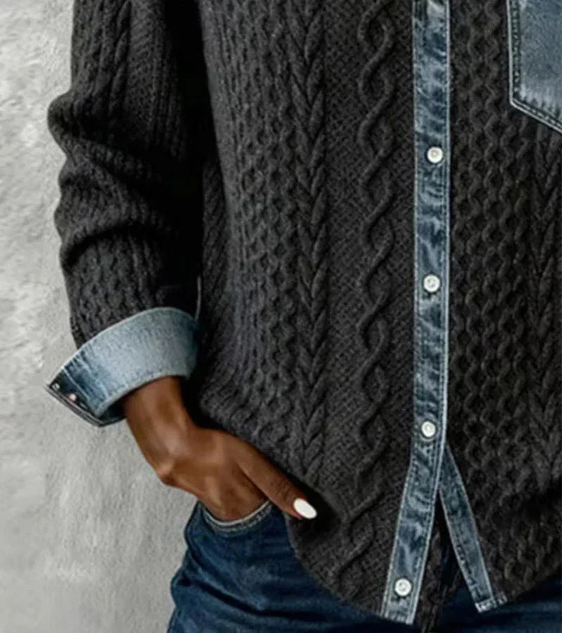 Riza | Veste en tricot à boutons avec motif en relief
