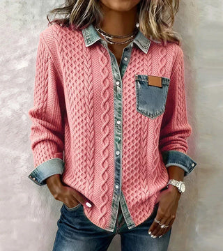 Riza | Veste en tricot à boutons avec motif en relief
