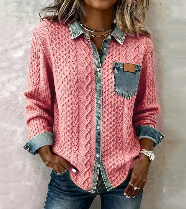 Riza | Veste en tricot à boutons avec motif en relief