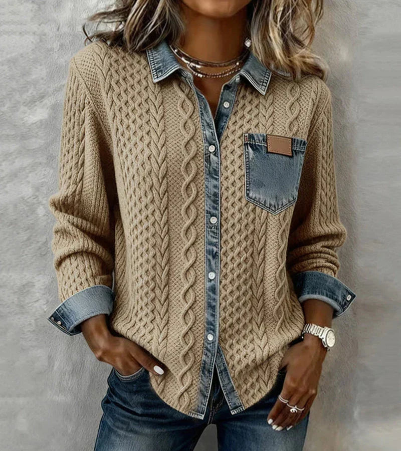 Riza | Veste en tricot à boutons avec motif en relief