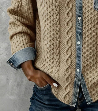 Riza | Veste en tricot à boutons avec motif en relief