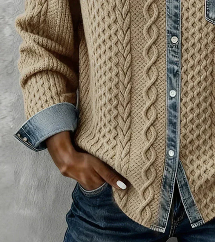 Riza | Veste en tricot à boutons avec motif en relief