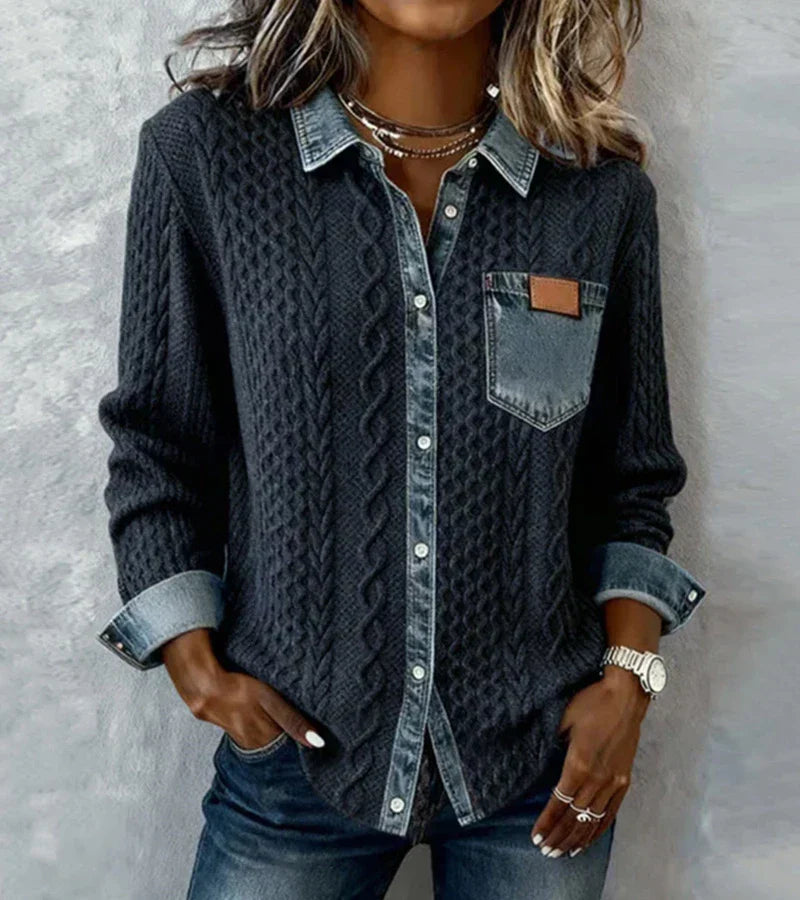 Riza | Veste en tricot à boutons avec motif en relief