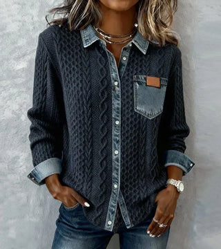 Riza | Veste en tricot à boutons avec motif en relief
