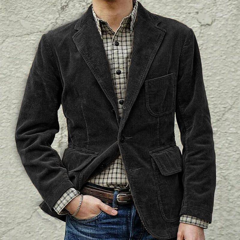 Blazer en Velours Côtelé Vintage avec Gilet pour Hommes
