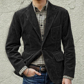 Blazer en Velours Côtelé Vintage avec Gilet pour Hommes