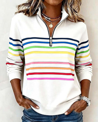 Delia | Pull rayé avec fermeture éclair quart