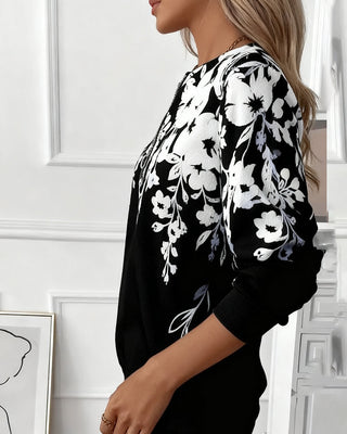 Davina | Sweat-shirt à fleurs avec demi-zip
