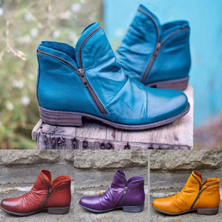 Renae | Bottes en Cuir avec Fermeture Éclair