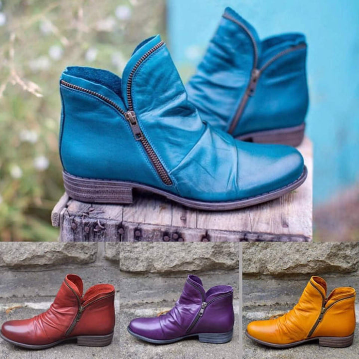 Renae | Bottes en Cuir avec Fermeture Éclair