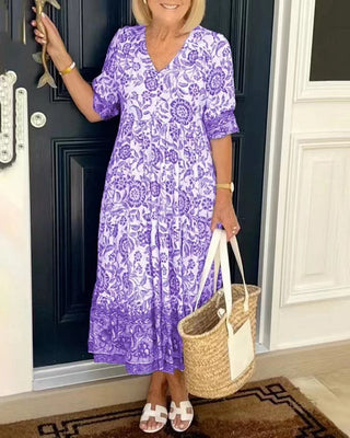 Keisha | Robe à motif floral avec décolleté en V élégant