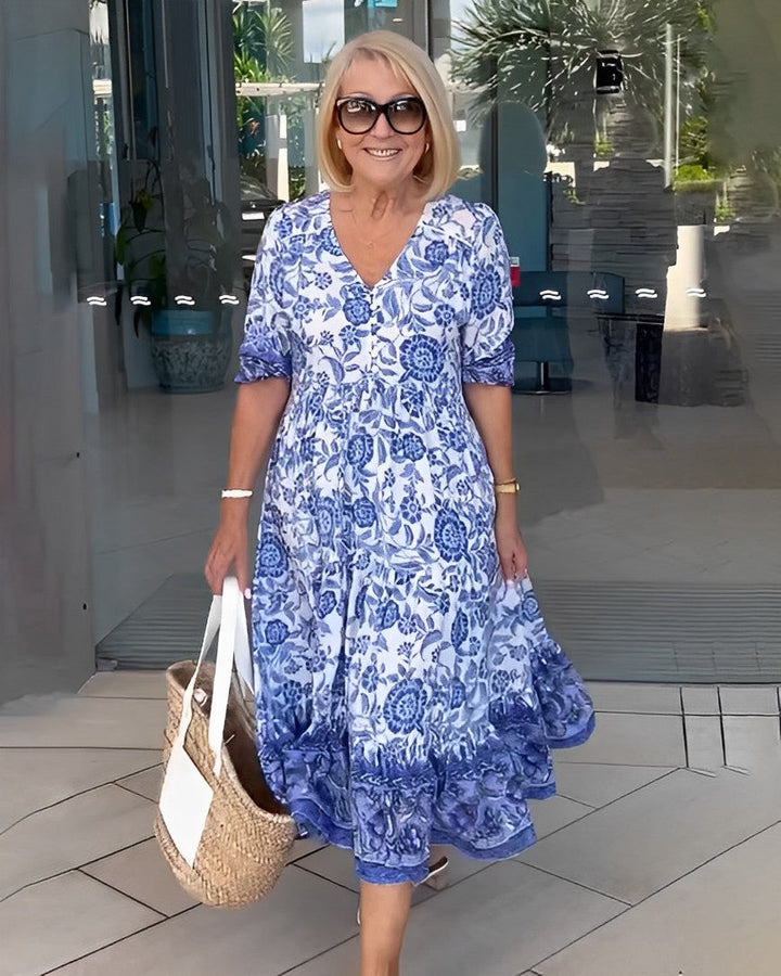 Keisha | Robe à motif floral avec décolleté en V élégant