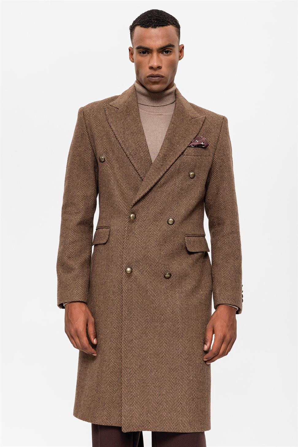 Bertil | Manteau à double boutonnage en motif chevrons