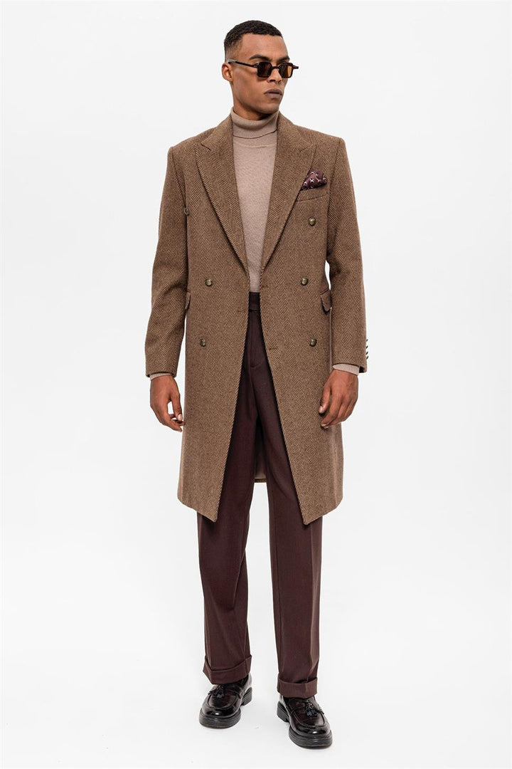 Bertil | Manteau à double boutonnage en motif chevrons