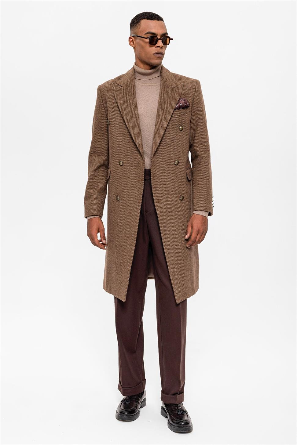 Anton | Manteau à double boutonnage en chevron