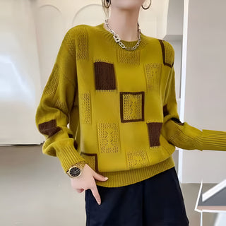 Jasmine | Pull en Tricot avec Patchwork Géométrique