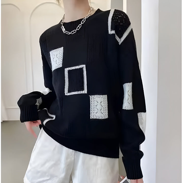 Jasmine | Pull en Tricot avec Patchwork Géométrique