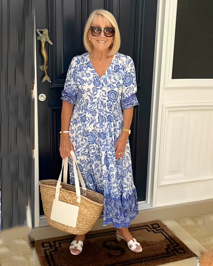 Keisha | Robe à motif floral avec décolleté en V élégant