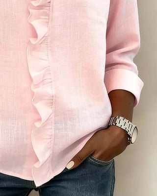 Indie | Blouse avec volants, décolleté en V et manches longues