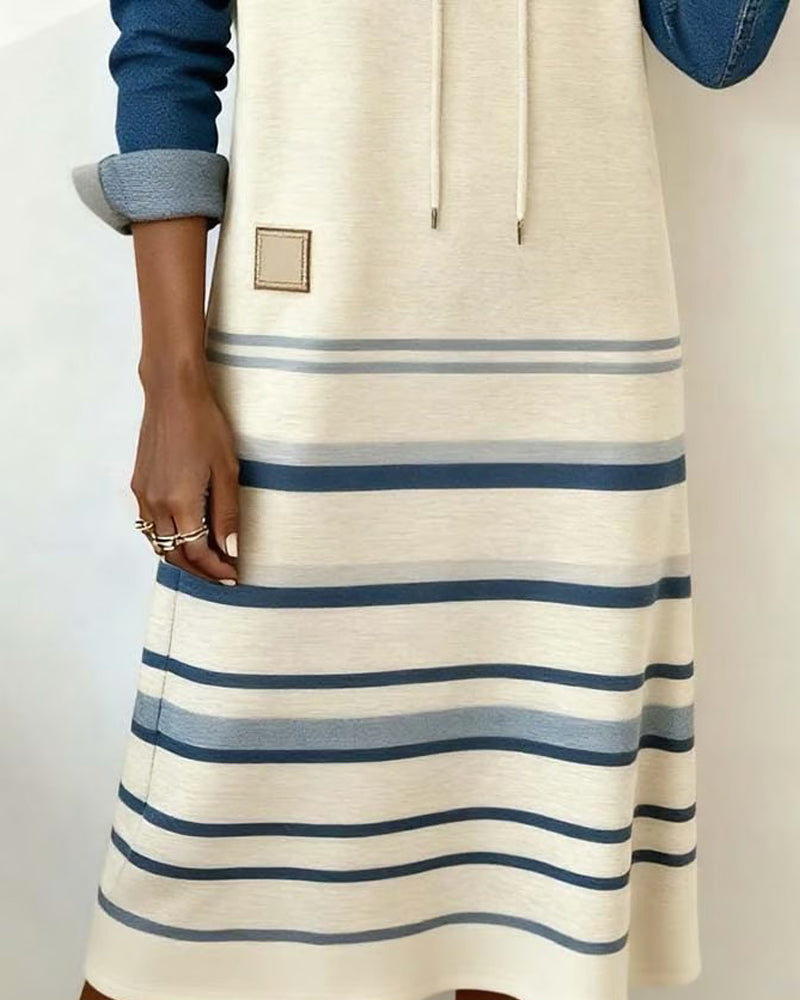 Rosanne | Robe pull rayée avec capuche