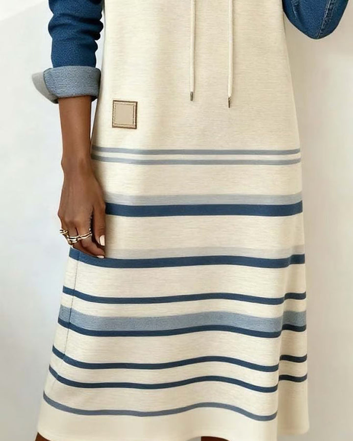 Rosanne | Robe pull rayée avec capuche